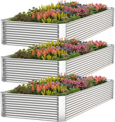 CATMANOR 3-pack raised garden bed exterior 4x2ft showing sturdy galvanized steel and outdoor durability