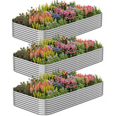 CATMANOR 3x2ft raised bed pack front view highlights sturdy galvanized steel for outdoor gardening