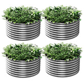 CATMANOR 4-pack raised bed top view shows durable galvanized steel for outdoor gardens