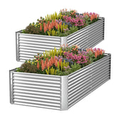 CATMANOR tall corrugated steel raised bed front view showing generous planting space for vegetables.