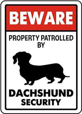 CCPARTON dachshund security sign 8x12 for outdoor display at bars and cafes