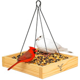 CEDAR ALPHA cedar-wood platform tray bird feeder 10inch demonstrates a sturdy outdoor feeder with a roomy feeding area.