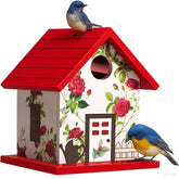 CEDAR ALPHA Spring Melody bird house exterior view showcases weatherproof construction for outdoors.