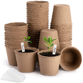 Cedilis 4-inch peat pots close-up, biodegradable starter pots for seedlings.
