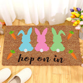 Ceenna Easter Bunny coir doormat at the entrance traps dirt while welcoming guests.