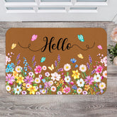 Ceenna spring floral doormat, front view, vibrant wildflowers for clean entryways.