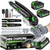 Ceepuy mini chainsaw 8in cutting action demonstrates fast wood cutting for home projects.