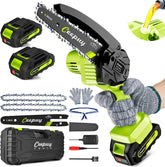 Ceepuy Mini Chainsaw cordless in use showing compact 6-inch cutting for quick results.