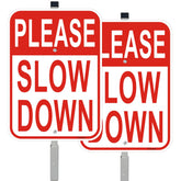 Cefrashi Please Slow Down yard sign 14x10 boosts daytime visibility for drivers.