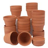 CFKJ 17-pack 4in planters with saucers, front view, ideal for windowsill displays.