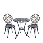 C/G Patio Casa antique copper bistro table with tulip design, durable cast aluminum.
