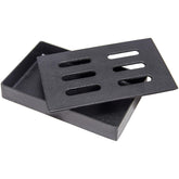 Char-Broil cast iron smoker box top view directs smoke toward meat