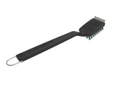 Charbroil Safer Grill Brush close-up highlighting emerald nylon bristles for durability.