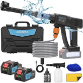 CHATCTS portable cordless pressure washer 980psi powers deep cleaning on cars and patios.