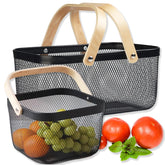 Cheardia two-pack picnic baskets with foldable handles for easy transport.