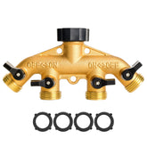 Cheerwater brass-4way-faucet-splitter showing sturdy outdoor use and durability