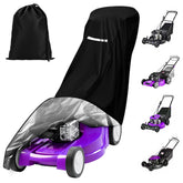 CHGANG lawn mower cover front view protects against rain and sun, with tight drawstring.