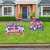Chiazllta welcome home yard sign with stakes for curbside display.