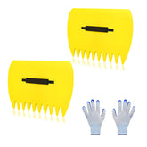 Chicarry leaf scoops hand rakes set in yellow for quick yard cleanup