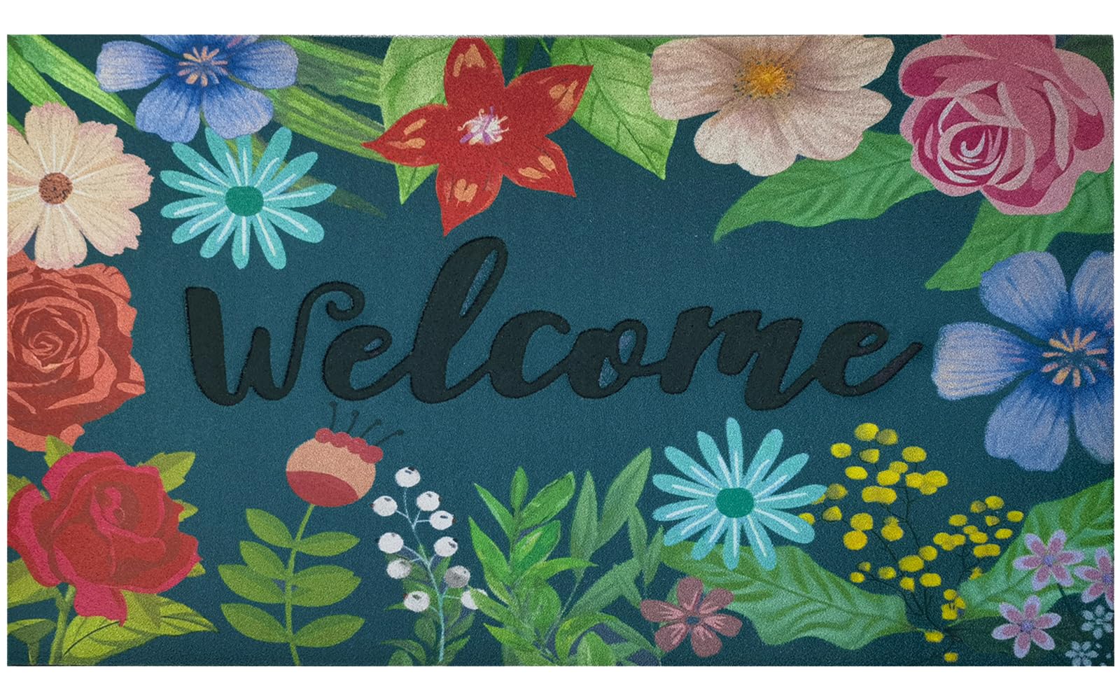CHICHIC colorful flower design welcome mat greets entry with dirt-trapping grooves