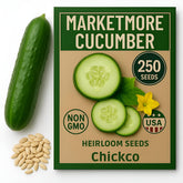 Chickco Marketmore seed packet front for easy home gardening with heirloom seeds.