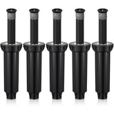 Chicmount 5-pack pop-up sprinkler heads with adjustable arc for precise lawn irrigation.