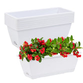 CHUKEMAOYI window box planter, white rectangular pots ideal for herbs and flowers on balconies.