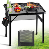 Ciavca upgraded folding grill table with aluminum frame provides stable outdoor cooking support.