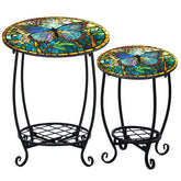 Cinnvoice butterfly mosaic side table 12in top ideal for drinks and plants outdoors.