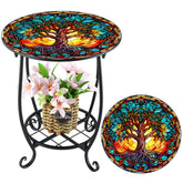 Cinnvoice outdoor round side table butterfly-pattern adds stylish patio charm.