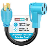 CircleCord L14-30P to 14-50R adapter in outdoor use for RV power