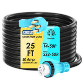 CircleRiver 50A 25ft extension cord with twist-lock end for reliable home power.