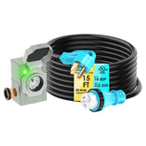 CircleRiver 50A generator cord, 15ft, for safe outdoor power extension.