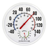 Circrane 13.25-inch dial thermometer with hygrometer for easy distant reading.