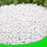 CJGQ White Pebbles 7lb package top view for garden vase styling and decor