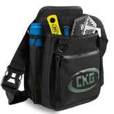 CKG metal-detecting bag waist-digger on belt keeps tools organized during treasure hunts.