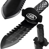 CKG metal detecting shovel with double serrated blade for precise digging