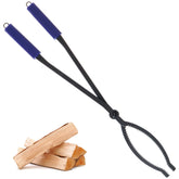 CKLT 28-inch firewood tongs gripping a large log for safe handling.