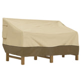 Classic Accessories Veranda cover on an 88-inch deep-seated sofa, snug front view for secure fit.