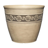 Classic Home & Garden Corinthian resin planter 13in ivory ash for indoor and outdoor display.