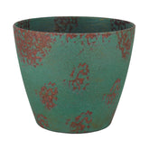 Classic Home and Garden Vogue planter 8 inch Patina Copper with pottery-like finish adds elegance.