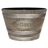 Classic Home & Garden whiskey barrel planter front view showing porch-ready charm