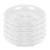 Clear plastic plant saucer 8in top view; sturdy 5-pack for larger pots.