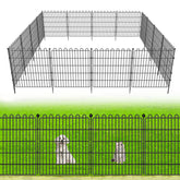 CLEASO 10-panel no-dig fence for quick, tool-free yard setup.