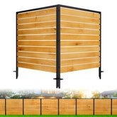CLEASO two panels no-dig wood privacy fence conceals AC units and trash bins