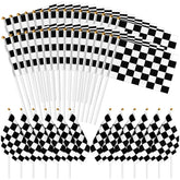 CLESDF 60pcs black and white checkered flags for race decor and party ambiance
