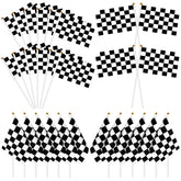 CLESDF checkered flags on sticks for outdoor parties provide durable, reusable decoration.