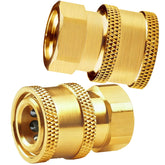 CLIO brass quick-connect coupler shows 1/4in to female NPT connection for leak-free use