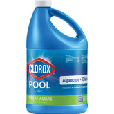 Clorox Pool&Spa algaecide being poured into the deep end for even distribution