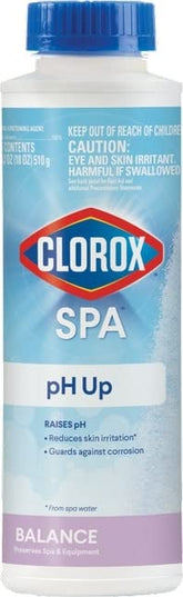 CLOROX Pool&Spa pH Up bottle raises spa water pH for balanced soaking.